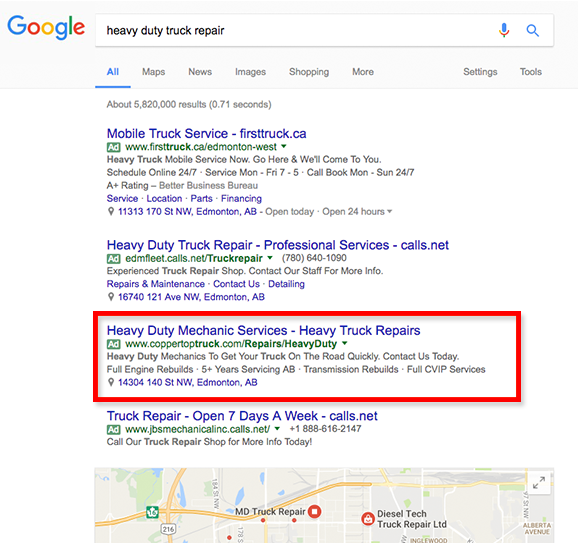 Copper Top Paid Search Result